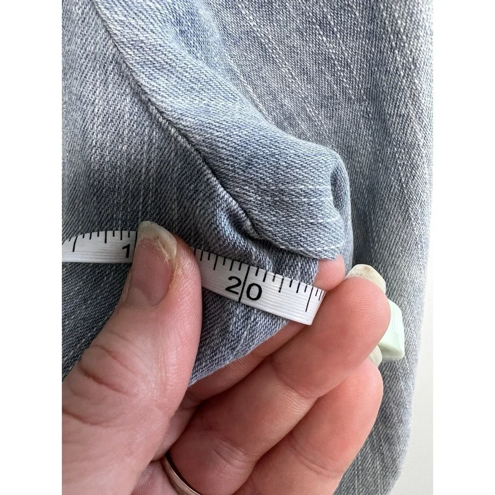 Womens Light Wash Denim Jacket Studded Fray Trim Sz 8 P Short‎ Boho Western
